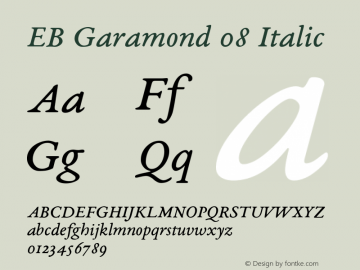EB Garamond 08 Italic Version 0.016 ; ttfautohint (v1.8.3)图片样张
