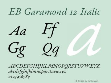 EB Garamond 12 Italic Version 0.016 ; ttfautohint (v1.8.3) Font Sample