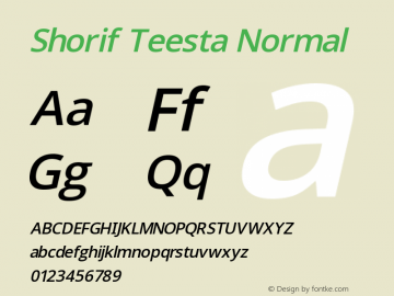 Shorif Teesta Normal Version 1.00;June 11, 2019;FontCreator 11.5.0.2427 64-bit图片样张
