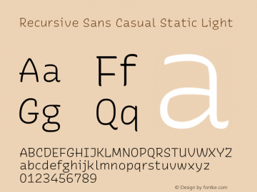 Recursive Sn Csl St Lt Version 1.074;hotconv 1.0.112;makeotfexe 2.5.65598; ttfautohint (v1.8.3)图片样张