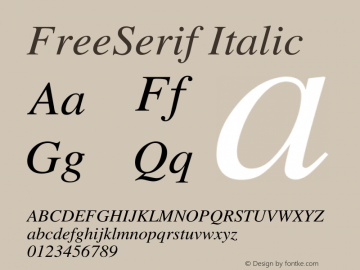 FreeSerif Italic Version $Revision: 1.2 $ Font Sample