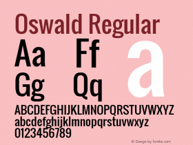 Oswald Regular Version 2.002; ttfautohint (v0.92.18-e454-dirty) -l 8 -r 50 -G 200 -x 0 -w 