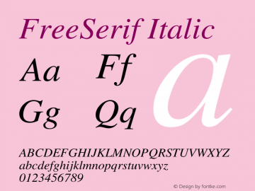 FreeSerif Italic Version $Revision: 1.7 $ Font Sample