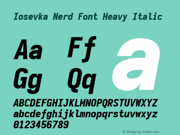 Iosevka Term SS04 Heavy Italic Nerd Font Version 3.2.2; ttfautohint (v1.8.3) Font Sample