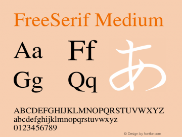 FreeSerif Medium Version $Revision: 1.11 $ Font Sample