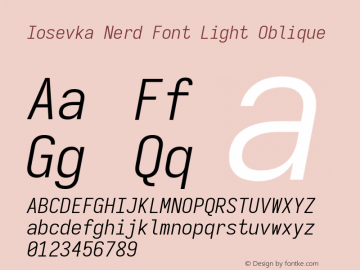 Iosevka Term SS04 Light Oblique Nerd Font Version 3.2.2; ttfautohint (v1.8.3) Font Sample