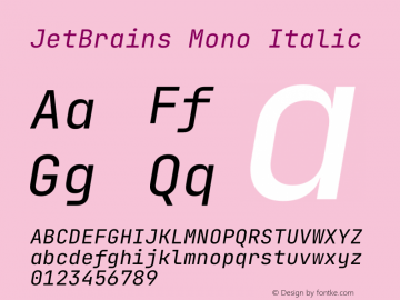 JetBrains Mono Italic Version 2.221图片样张