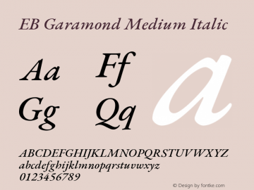 EB Garamond Medium Italic Version 1.000; ttfautohint (v1.8.2) Font Sample