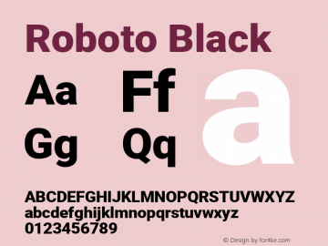 Roboto Black Regular Version 2.137; 2017 Font Sample