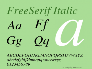 FreeSerif Italic Version $Revision: 1.28 $ Font Sample