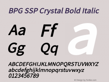 BPG SSP Crystal Bold Italic Version 5.003 Font Sample