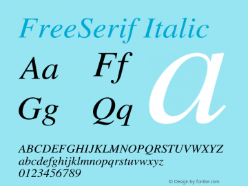 FreeSerif Italic Version $Revision: 1.29 $ Font Sample