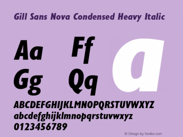 Gill Sans Nova Cn Heavy It Version 1.00 Font Sample