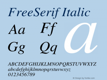 FreeSerif Italic Version $Revision: 1.60 $ Font Sample