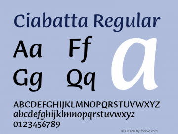 Ciabatta-Regular Version 1.000 | w-rip DC20190315 Font Sample