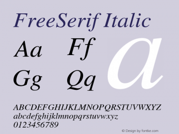 FreeSerif Italic Version $Revision: 1.60 $ Font Sample