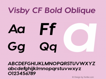 VisbyCF-BoldOblique Version 3.800 | wf-rip DC20171015 Font Sample