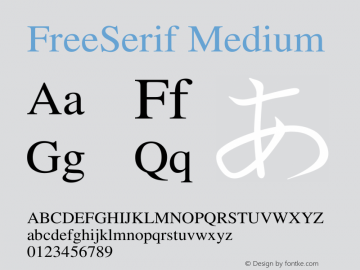 FreeSerif Medium Version $Revision: 1.129 $ Font Sample