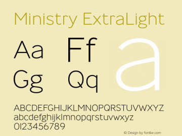 Ministry-ExtraLight Version 3.000 | wf-rip DC20180505 Font Sample