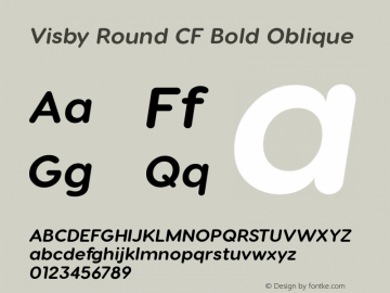 VisbyRoundCF-BoldOblique Version 2.100 | wf-rip DC20171025 Font Sample