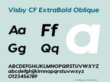 VisbyCF-ExtraBoldOblique Version 3.800 | wf-rip DC20171015 Font Sample