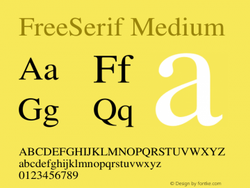FreeSerif Medium Version $Revision: 1.233 $ Font Sample