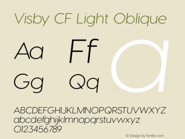 VisbyCF-LightOblique Version 3.800 | wf-rip DC20171015 Font Sample