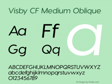 VisbyCF-MediumOblique Version 3.800 | wf-rip DC20171015 Font Sample