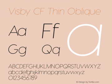 VisbyCF-ThinOblique Version 3.800 | wf-rip DC20171015 Font Sample