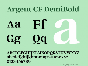 ArgentCF-DemiBold Version 3.220;PS 003.220;hotconv 1.0.88;makeotf.lib2.5.64775 Font Sample