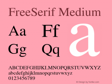 FreeSerif Medium Version $Revision: 1.233 $ Font Sample