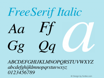 FreeSerif Italic Version $Revision: 1.175 $ Font Sample