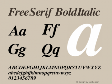 FreeSerif BoldItalic Version $Revision: 1.137 $ Font Sample