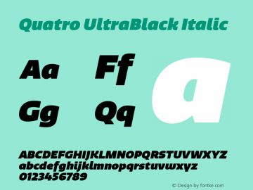 Quatro-UltraBlackItalic Version 1.30 Font Sample