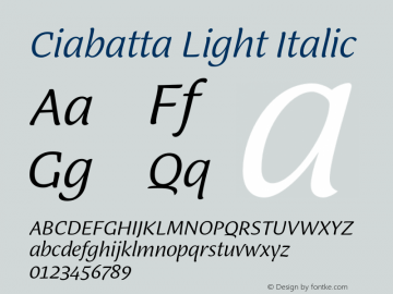 Ciabatta-LightItalic Version 1.000 | w-rip DC20190315 Font Sample