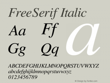 FreeSerif Italic Version $Revision: 1.175 $ Font Sample