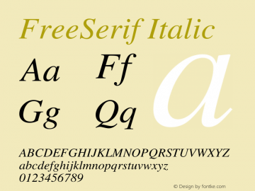 FreeSerif Italic Version $Revision: 1.30 $ Font Sample
