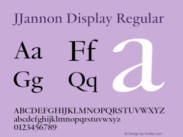 JJannonDisplay-Regular Version 1.0 | wf-rip DC20190210 Font Sample