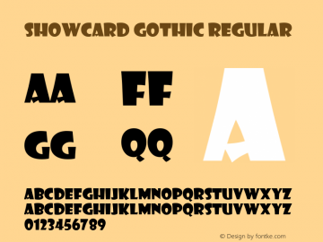 Showcard Gothic Version 1.00 Font Sample