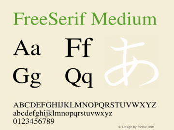 FreeSerif Medium Version $Revision: 1.56 $ Font Sample