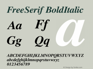FreeSerif BoldItalic Version $Revision: 1.202 $图片样张