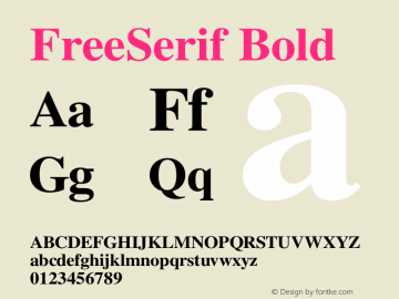 FreeSerif Bold Version $Revision: 1.223 $ Font Sample