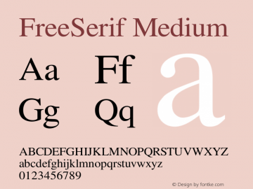 FreeSerif Medium Version $Revision: 1.548 $ Font Sample