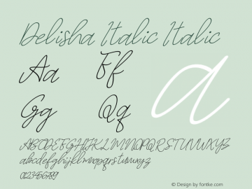 DelishaItalic-Italic Version 1.00;October 17, 2020;FontCreator 13.0.0.2683 64-bit Font Sample