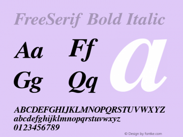 FreeSerif Bold Italic Version 0412.2268 Font Sample