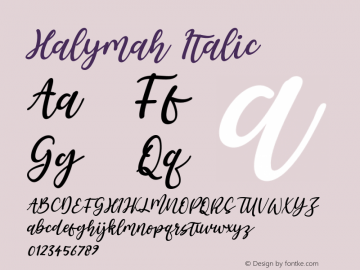 Halymah-Italic Version 1.00;December 28, 2020;FontCreator 13.0.0.2683 64-bit Font Sample