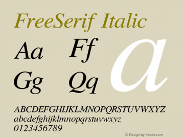 FreeSerif Italic Version 0412.2268 Font Sample