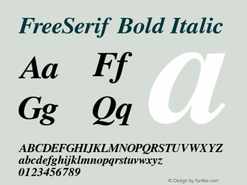 FreeSerif Bold Italic Version 0412.2268 Font Sample