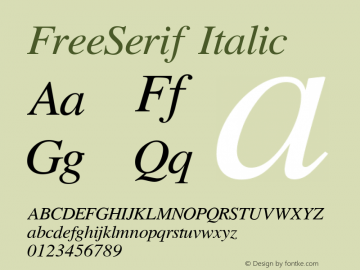 FreeSerif Italic Version 0412.2268 Font Sample