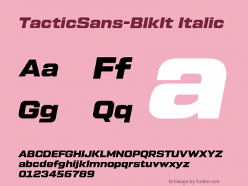 TacticSans-BlkIt Version 1.000;PS 001.000;hotconv 1.0.88;makeotf.lib2.5.64775;com.myfonts.easy.millertype.tactic-sans.black-italic.wfkit2.version.4Bku Font Sample